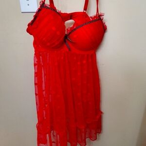 Red polka dot babydoll